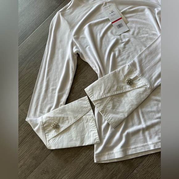SAM EDELMAN Layla white long sleeve poplin cuff top 🤍 - Picture 7 of 12